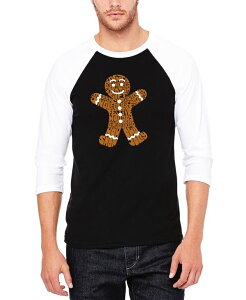 yz GG[|bvA[g Y TVc gbvX Men's Gingerbread Raglan Baseball Word Art T-Shirt Black White
