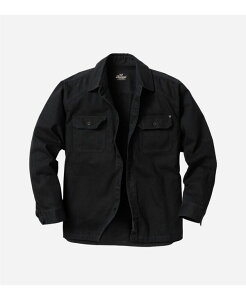 �\���O�b�h �����Y �g�b�v�X �V���c Thorogood Men's Stone Wash Herringbone Button Up Overshirt Black �u���b�N