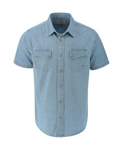 �\���O�b�h �����Y �g�b�v�X �V���c Thorogood Men's Western Short Sleeve Snap Up Shirt Bleached denim �f�j��
