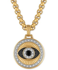 �G�X�N�@�C�A �����Y �A�N�Z�T���[ �l�b�N���X�E�`���[�J�[�E�y���_���g�g�b�v Esquire Men's Jewelry Lab-Created Blue Sapphire (1/4 ct. t.w.) & Diamond (1/4 ct. t.w.) Evil Eye 22 Pendant in 14k Gold Plated Sterling Gold Over S