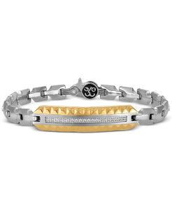 GXN@CA fB[X ANZT[ uXbgEoOEANbg TVc Esquire Men's Jewelry Diamond ID Bracelet (1/5 ct. t.w.) in Stainless Steel & Gold-Tone Ion-Plated Stainless Steel Two-Tone S[h