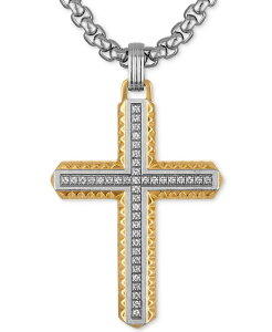 yz GXN@CA fB[X lbNXE`[J[Ey_ggbv ANZT[ Diamond Cross 22" Pendant Necklace (1/5 ct. t.w.) in Stainless Steel & Yellow Gold-Tone Ion-Plated Stainless Steel Two-Ton