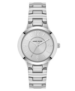 ANC fB[X ANZT[ rv Anne Klein Women's Quartz Essential Round Silver-Tone Metal Alloy Watch 32mm Silver-Tone Vo[