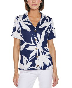 �x���f�B�[�j ���f�B�[�X �g�b�v�X �V���c �t�����[�� �j�b�g �t�����[ Belldini Women's Floral Button Front Knit Top Twilight Blue Combo �u���[
