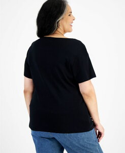 �X�^�C���A���h�R�[ ���f�B�[�X �g�b�v�X �V���c ���� �R�b�g�� Style & Co Women's Short-Sleeve Cotton Henley Top PXS - 4X Deep Black �u���b�N
