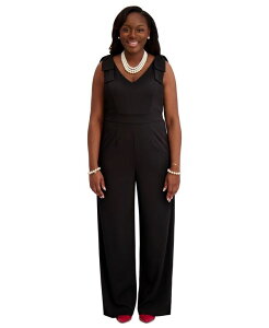 JXp[ fB[X gbvX WvX[c vXTCY Kasper Women's Tie-Strap Jumpsuit Regular & Plus Size Black/blac ubN