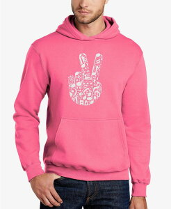 �G���G�[�|�b�v�A�[�g �����Y �A�E�^�[ �p�[�J�[�E�X�E�F�b�g �X�E�F�b�g �V���c LA Pop Art Men's Peace Finger Notes Word Art Hooded Sweatshirt Pink �s���N