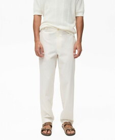 【送料無料】 マンゴ メンズ カジュアルパンツ ボトムス Men's Regular-Fit Linen Pants Ecru