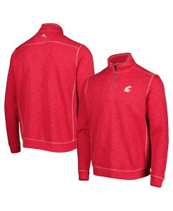 �g�b�~�[�o�n�} �����Y �A�E�^�[ �W���P�b�g�E�u���]�� ���b�N�l�b�N �W���P�b�g Tommy Bahama Men's Crimson Washington State Cougars Sport Tobago Bay Tri-Blend Mock Neck Half-Zip Jacket Crimson �N�����]��