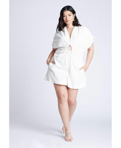 �G���N�C ���f�B�[�X �{�g���X �n�[�t�p���c�E�V���[�c �����p�[�X ELOQUII Women's Poplin Romper Jet stream