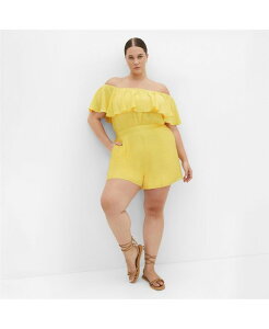 �V�e�B�[�V�b�N ���f�B�[�X �g�b�v�X �����s�[�X �v���X�T�C�Y CITY CHIC Plus Size Serene Playsuit Sunshine