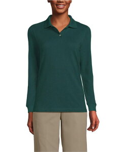 �����Y�G���h ���f�B�[�X �g�b�v�X �V���c �|���V���c ���b�V�� Lands' End Women's School Uniform Long Sleeve Mesh Polo Shirt Evergreen