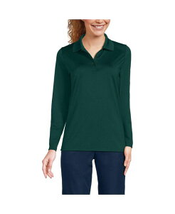 �����Y�G���h ���f�B�[�X �g�b�v�X �V���c �|���V���c �~�j Lands' End School Uniform Women's Long Sleeve Feminine Fit Rapid Dry Polo Shirt Evergreen