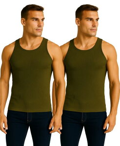 �M�����N�V�[�o�C�n���r�b�N �����Y �g�b�v�X T�V���c ���u Galaxy By Harvic Men's 2-Pack Heavyweight Ribbed Tank Top Olive �I���[�u