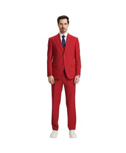 �X�e�C�V�[�A�_���X �����Y �A�E�^�[ �W���P�b�g�E�u���]�� �p���c �x�X�g �W���P�b�g Stacy Adams Men's Hybrid-Fit 3pc Notch Lapel Suit Set Jacket Vest and Pants Red ���b�h