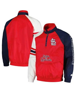 �X�^�[�^�[ �����Y �A�E�^�[ �W���P�b�g�E�u���]�� �W���P�b�g Starter Men's Red/Navy St. Louis Cardinals Elite Raglan Half-Zip Jacket Red Navy �l�C�r�[
