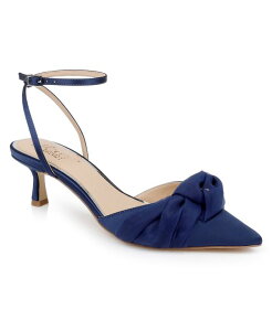 �W���E�F���_�O���C�~�V���J ���f�B�[�X �V���[�Y �p���v�X Jewel Badgley Mischka Women's Favor Evening Knot Pumps Navy Satin �l�C�r�[