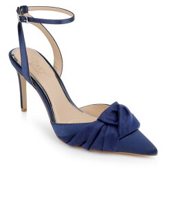 �W���E�F���_�O���C�~�V���J ���f�B�[�X �V���[�Y �p���v�X Jewel Badgley Mischka Women's Federica Evening Knot Pumps Navy Satin �l�C�r�[