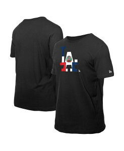 �j���[�G�� �����Y �g�b�v�X T�V���c �~�j �V���c ���S New Era Men's Black Los Angeles Dodgers Dominican Republic Flag Logo T-Shirt Black �u���b�N