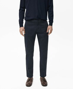 }S Y {gX JWApc pc Nbvh MANGO Men's Prato Cropped Tapered Chino Pants Dark Navy lCr[