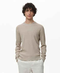 }S Y AE^[ jbgEZ[^[ Rbg jbg MANGO Men's Fine Rib-Knit Cotton Sweater Beige x[W