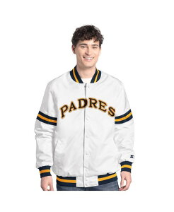 �X�^�[�^�[ �����Y �A�E�^�[ �W���P�b�g�E�u���]�� �W���P�b�g Starter Men's White San Diego Padres Cooperstown Scout Full-Snap Varsity Jacket White �z���C�g