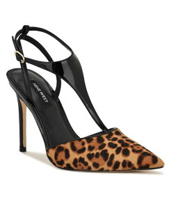 yz iCEFXg fB[X pvX V[Y Women's Fiesta T-Strap Stiletto Pumps Leopard Calf Hair