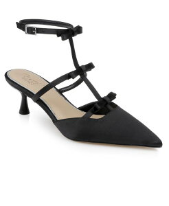 �W���E�F���_�O���C�~�V���J ���f�B�[�X �V���[�Y �p���v�X Jewel Badgley Mischka Women's Elisabetta Bow Pointed Toe Pumps Black Satin �u���b�N