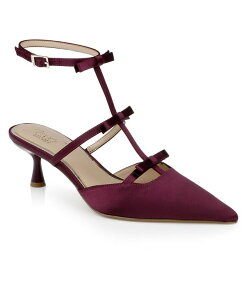 �W���E�F���_�O���C�~�V���J ���f�B�[�X �V���[�Y �p���v�X Jewel Badgley Mischka Women's Elisabetta Bow Pointed Toe Pumps Bordeaux Satin