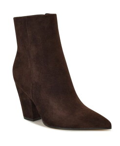 iCEFXg fB[X V[Y u[cECu[c q[ Nine West Women's Ariza Tapered Block Heel Booties Dark Brown Suede uE