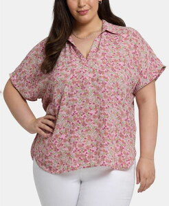 �G�k���C�f�B�[�W�F�C ���f�B�[�X �g�b�v�X �V���c �v���X�T�C�Y NYDJ Plus Size Becky Short Sleeve Pullover Top Gloria's Garden