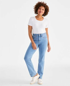�X�^�C���A���h�R�[ ���f�B�[�X �{�g���X �f�j���p���c �W�[���Y Style & Co Women's High Rise Straight-Leg Jeans Regular Short and Long Lengths 2PS-28W Light Wash