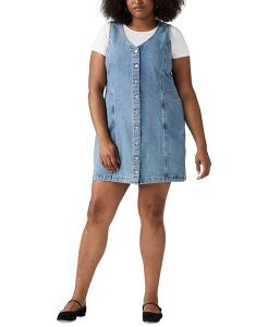 ���[�o�C�X ���f�B�[�X �g�b�v�X �����s�[�X V�l�b�N �v���X�T�C�Y �x�X�g �R�b�g�� Levi's Plus Size Vianna Cotton V-Neck Vest Dress Med Blue �u���[