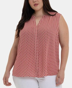 GkCfB[WFC fB[X gbvX Vc vXTCY m[X[u NYDJ Plus Size Sleeveless Pintuck Split Neck Top Cora Geo