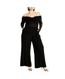 VeB[VbN fB[X gbvX WvX[c vXTCY CITY CHIC Plus Size Lana Jumpsuit Black ubN
