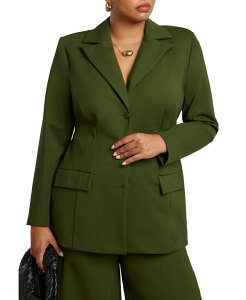 �G���N�C ���f�B�[�X �A�E�^�[ �W���P�b�g�E�u���]�� �v���X�T�C�Y �u���U�[ ELOQUII Women's Plus Size Ultimate Nipped Waist Blazer Dark forest green �O���[��