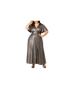 �L���i ���f�B�[�X �g�b�v�X �����s�[�X �v���X�T�C�Y �g�[�� Kiyonna Plus Size Evania Metallic Evening Gown Pewter �s���[�^�[