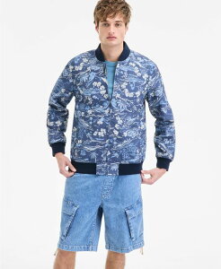 TXg[ Y AE^[ WPbgEu] t[ vg t[ WPbg Sun + Stone Men's Floral Print Zip-Front Bomber Jacket Weather Indigo CfBS