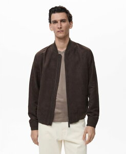 }S Y AE^[ WPbgEu] XG[h WPbg MANGO Men's Suede-Effect Bomber Jacket Chocolate `R[g