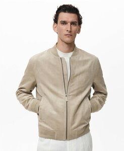 }S Y AE^[ WPbgEu] XG[h WPbg MANGO Men's Suede-Effect Bomber Jacket Gray O[