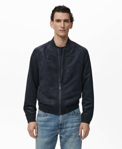 }S Y AE^[ WPbgEu] XG[h WPbg MANGO Men's Suede-Effect Bomber Jacket Night Blue u[