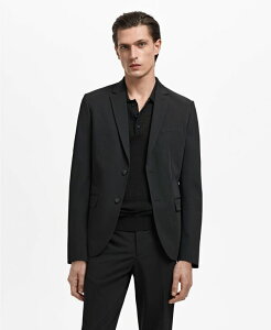 }S Y AE^[ WPbgEu] WPbg MANGO Men's Stretch Fabric Super Slim-Fit Suit Jacket Black ubN