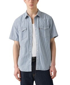 ���[�o�C�X �����Y �g�b�v�X �V���c Levi's Men's Short Sleeve Snap-Front Western Shirt Pcadilly Stripe �X�g���C�v