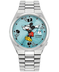 シチズン メンズ アクセサリー 腕時計 Tシャツ Citizen Men's Automatic Disney Mickey Mouse Stainless Steel Bracelet Watch 40mm Silver-tone シルバー
