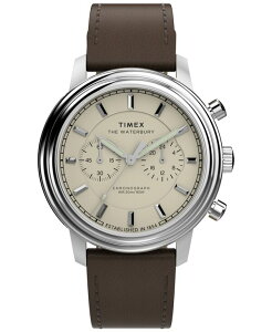 ^CbNX Y ANZT[ rv U[ Timex Men's Chronograph Brown Leather Watch 41mm Brown uE
