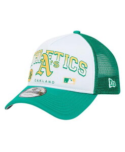 �j���[�G�� �����Y �A�N�Z�T���[ �X�q New Era Men's White Oakland Athletics Retro Wordmark 9FORTY A-Frame Trucker Adjustable Hat White �z���C�g