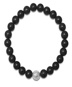 �X�e�B�[���^�C�� �����Y �A�N�Z�T���[ �u���X���b�g�E�o���O���E�A���N���b�g STEELTIME Men �f s Lava Beads and Sterling Silver Bead Stretch Bracelet Black �u���b�N