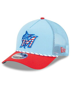 �j���[�G�� �����Y �A�N�Z�T���[ �X�q New Era Men's Light Blue/Red Miami Marlins 2025 Fourth of July 9FORTY A-Frame M-Crown Adjustable Trucker Hat Light Blue Red �u���[
