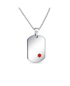 uO Y ANZT[ lbNXE`[J[Ey_ggbv TVc [X Bling Jewelry Unisex Medical ID Dog Tag Steel Pendant Necklace for Men 20 Chain Silver tone Vo[