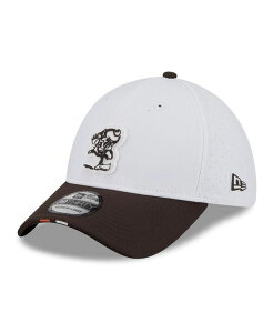 j[G Y ANZT[ Xq S New Era Men's White/Brown Cleveland Browns 2025 NFL Training Camp Throwback Logo 39THIRTY Flex Hat White Brown zCg